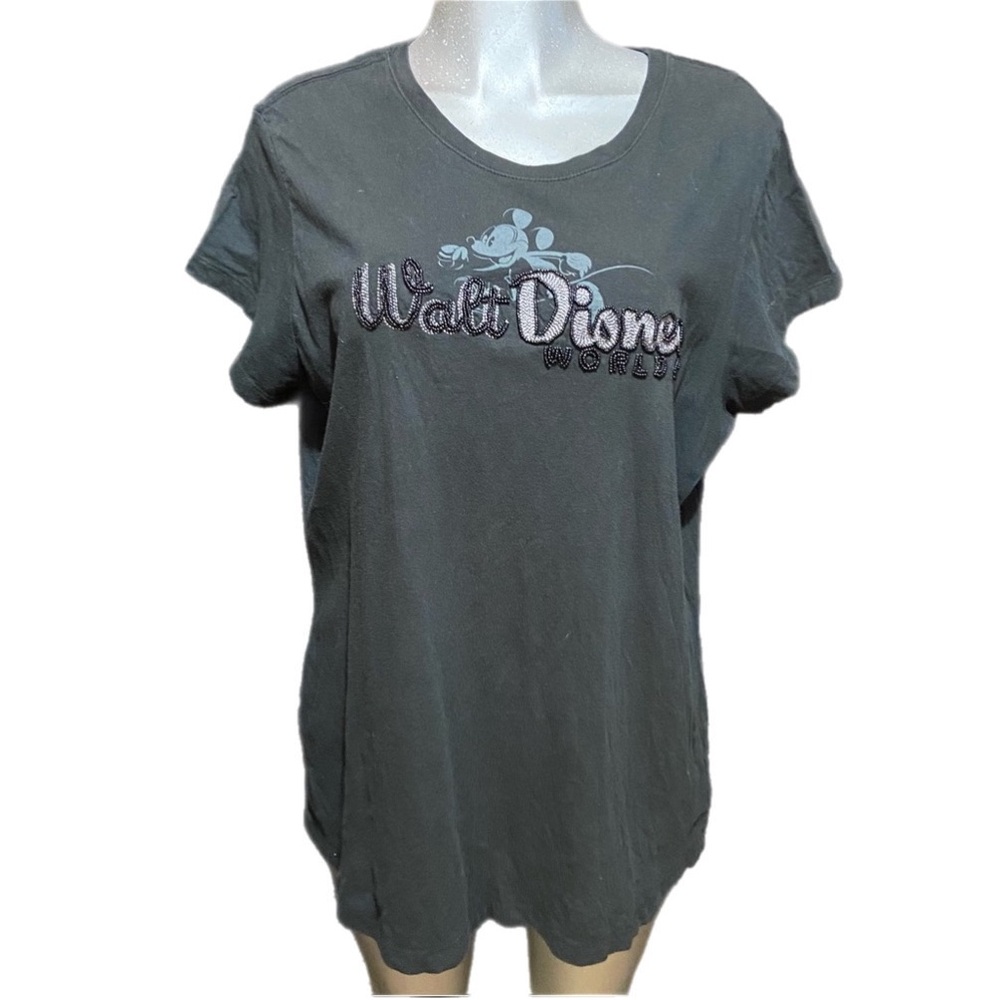 Walt Disney World Embellished T shirt Tee Black Mickey Mouse Plus Sz 2X Vacation